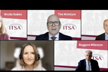 A screenshot from the webinar showing Dr Hana Ross, Nicola Sudan, Tim McIntyre, Tim Driscoll and Ruggero Milanese
